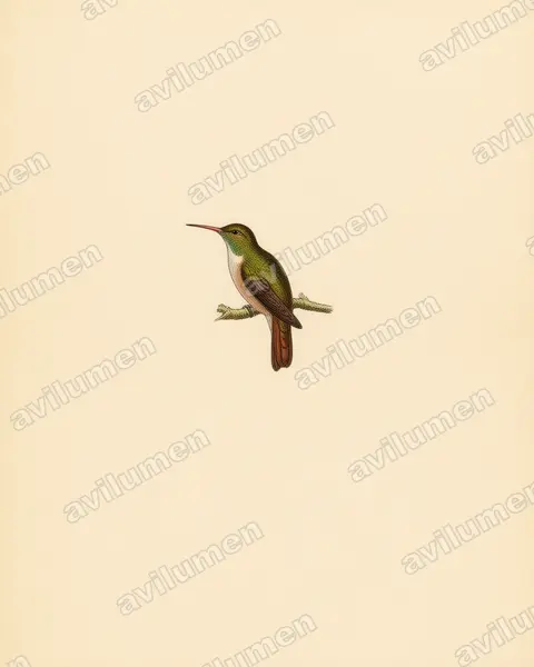 Ilustración en Lámina antigua: Amazilia alticola (Amazilis amazilia alticola)