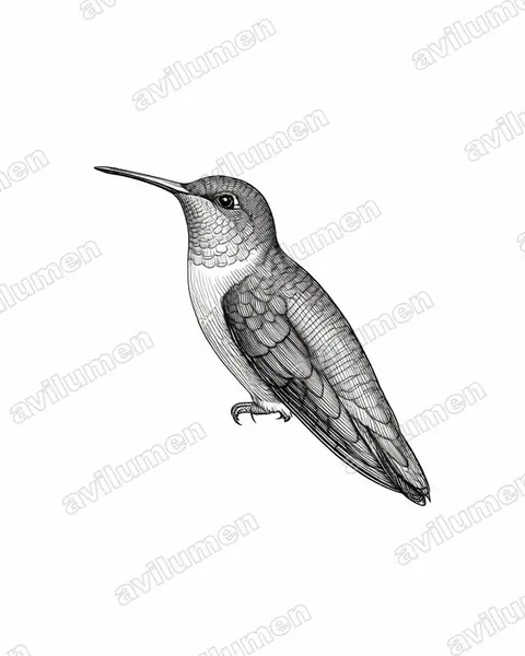 Ilustración en Tinta: Amazilia alticola (Amazilis amazilia alticola)