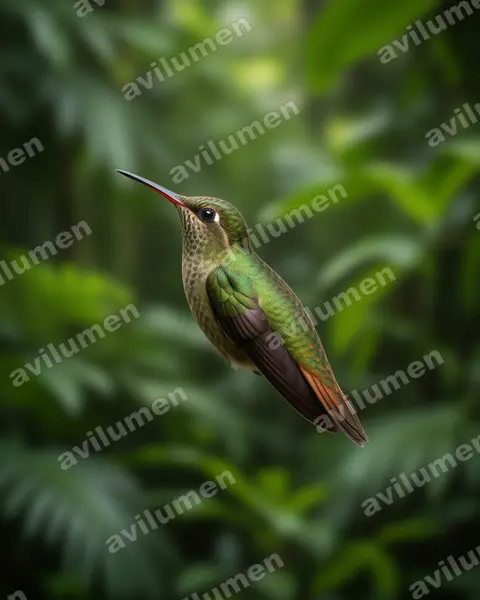 Ilustración en Realista: Amazilia alticola (Amazilis amazilia alticola)