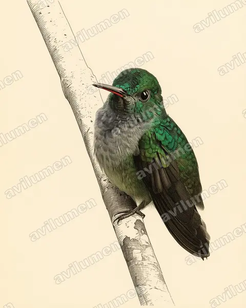 Illustration Planche ancienne : Amazilia amabilis (Ariane aimable)