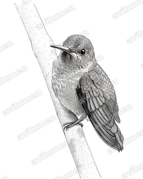 Illustration Encre : Amazilia amabilis (Ariane aimable)