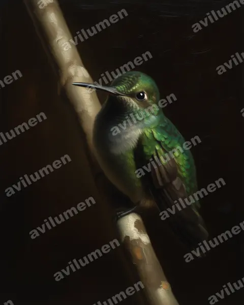 Illustration Huile : Amazilia amabilis (Ariane aimable)