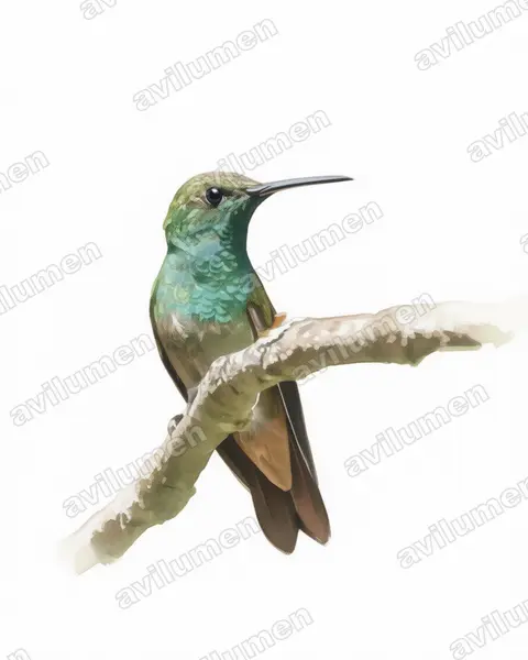 Illustration im Stil Aquarell: Beryllamazilie (Amazilia beryllina)