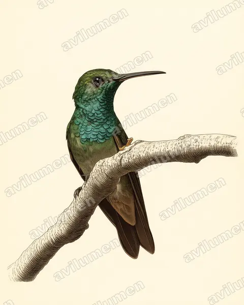 Illustration im Stil Historische Tafel: Beryllamazilie (Amazilia beryllina)