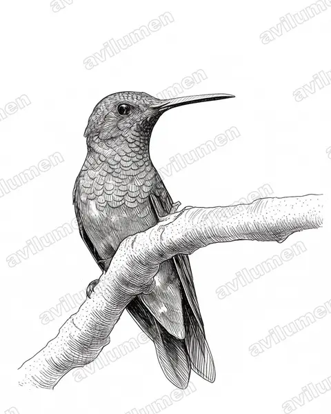 Illustration im Stil Tusche: Beryllamazilie (Amazilia beryllina)
