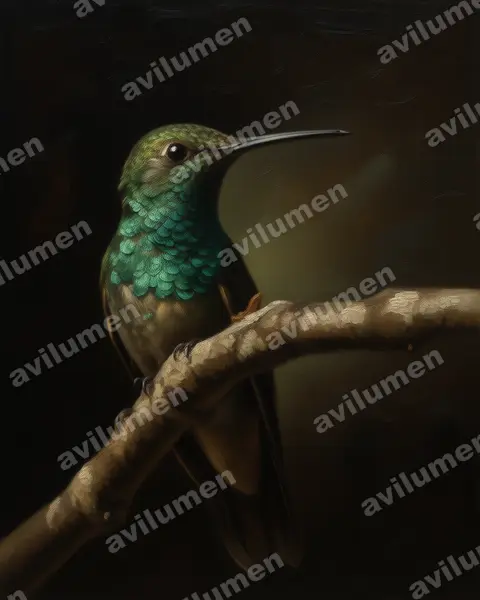 Illustration im Stil Öl: Beryllamazilie (Amazilia beryllina)