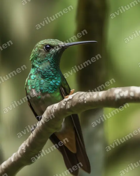 Illustration im Stil Realistisch: Beryllamazilie (Amazilia beryllina)