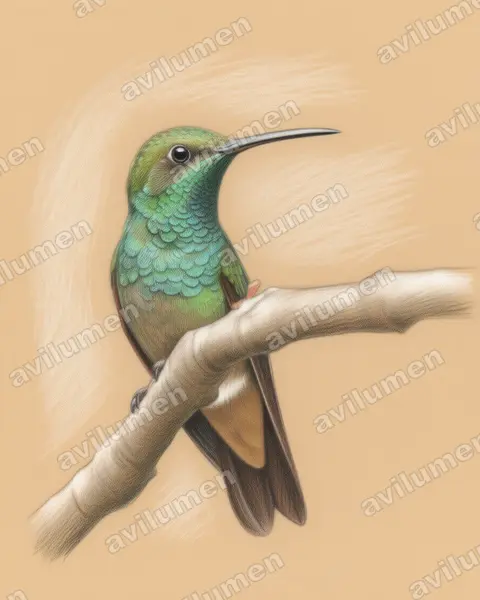 Illustration im Stil Buntstift: Beryllamazilie (Amazilia beryllina)