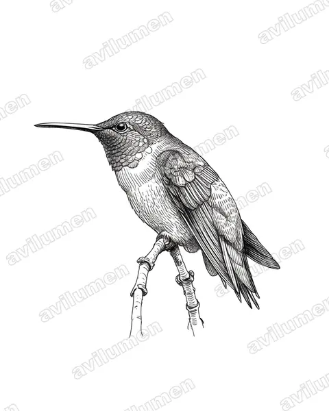 Illustration im Stil Tusche: Braunbauchamazilie (Amazilia castaneiventris)