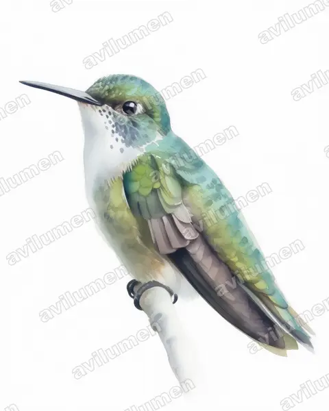 Illustration Aquarelle : Amazilia cyanocephala (Ariane à couronne azur)