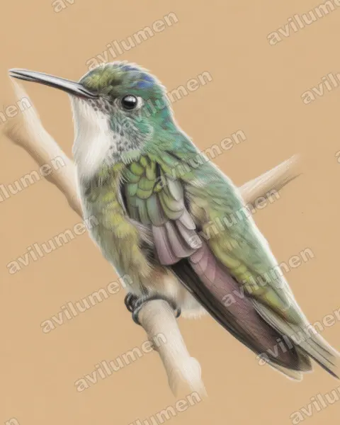 Illustration Crayon de couleur : Amazilia cyanocephala (Ariane à couronne azur)