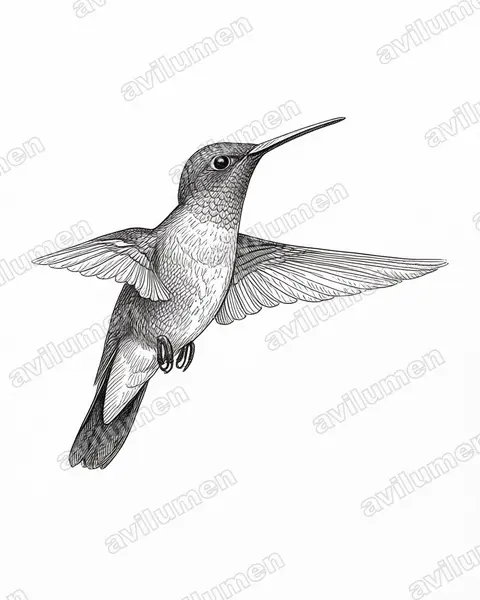 辉喉蜂鸟（Amazilia fimbriata）的钢笔墨线插画