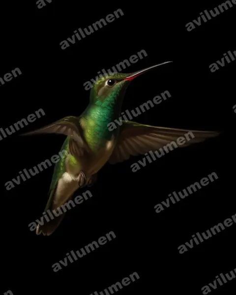 辉喉蜂鸟（Amazilia fimbriata）的油画插画