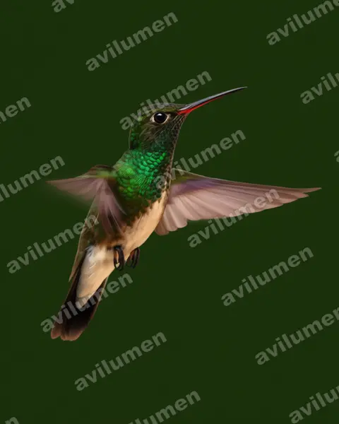 辉喉蜂鸟（Amazilia fimbriata）的写实插画