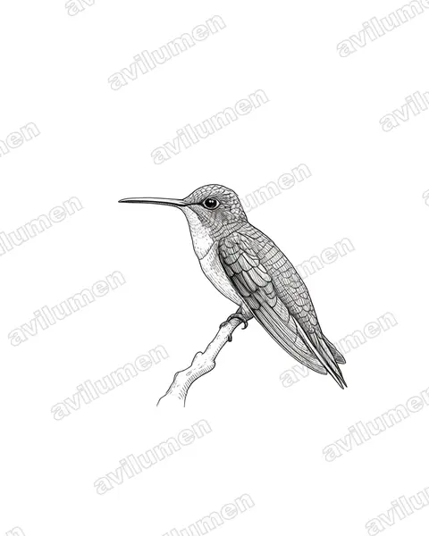 Ilustración en Tinta: Amazilia franciae (Uranomitra franciae)