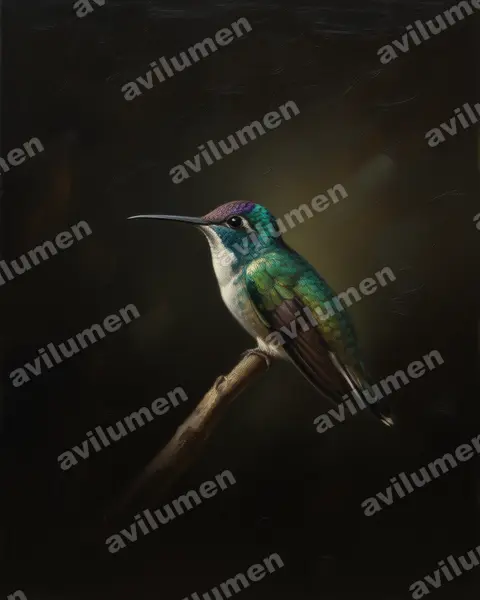 Ilustración en Óleo: Amazilia franciae (Uranomitra franciae)