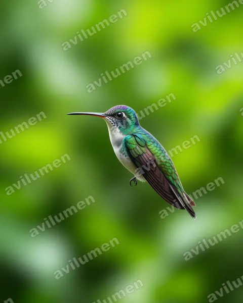 Ilustración en Realista: Amazilia franciae (Uranomitra franciae)