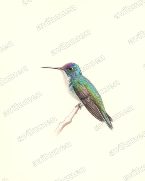 Ilustración en Lápiz de color: Amazilia franciae (Uranomitra franciae)