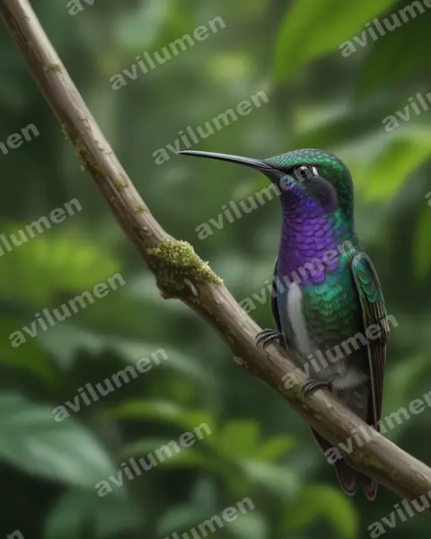 Illustration Réaliste : Amazilia lactea (Ariane saphirine)