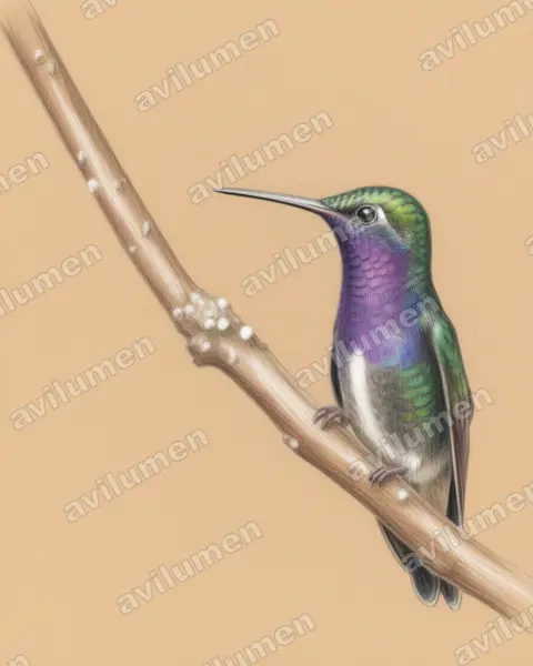Illustration Crayon de couleur : Amazilia lactea (Ariane saphirine)