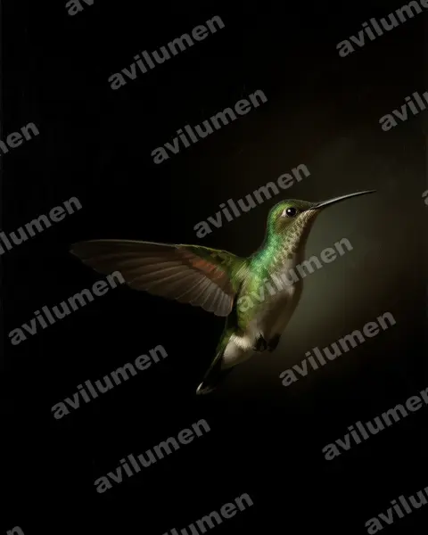 Illustration Huile : Amazilia leucogaster (Ariane vert-doré)
