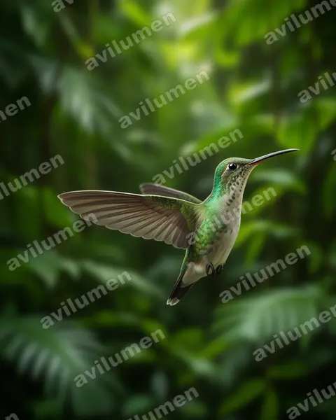 Illustration Réaliste : Amazilia leucogaster (Ariane vert-doré)