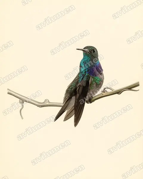 Illustration im Stil Historische Tafel: Rosenbergamazilie (Amazilia rosenbergi)