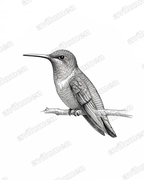 Illustration im Stil Tusche: Rosenbergamazilie (Amazilia rosenbergi)
