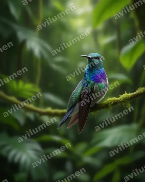 Illustration im Stil Realistisch: Rosenbergamazilie (Amazilia rosenbergi)