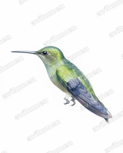 Illustration Aquarelle : Amazilia saucerottei (Amazilia saucerrottei)