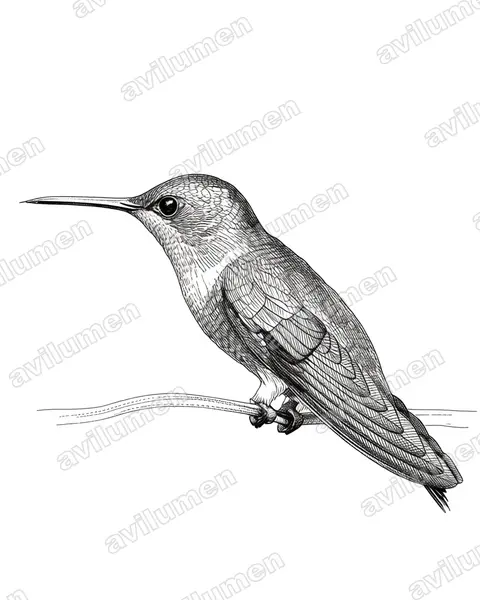 Illustration Encre : Amazilia saucerottei (Amazilia saucerrottei)