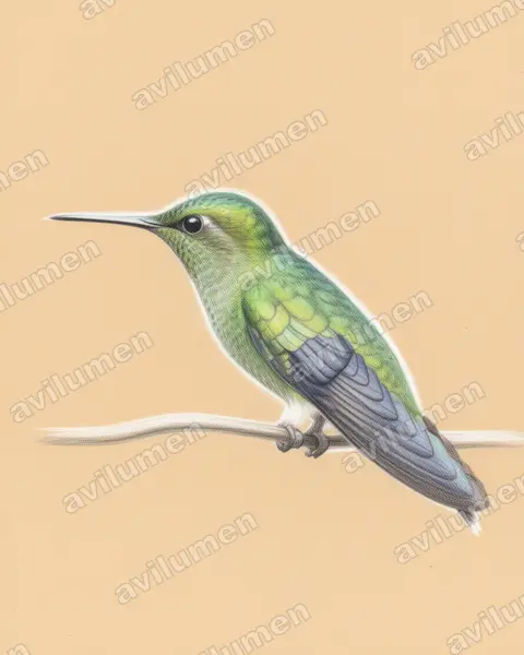Illustration Crayon de couleur : Amazilia saucerottei (Amazilia saucerrottei)
