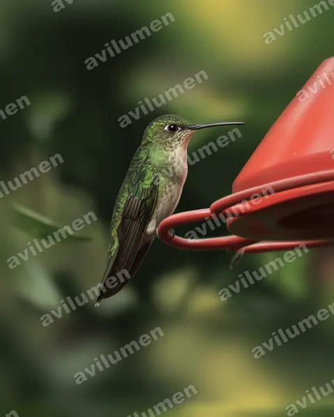 Realistic illustration: Amazilia viridicauda (Green-and-white hummingbird)