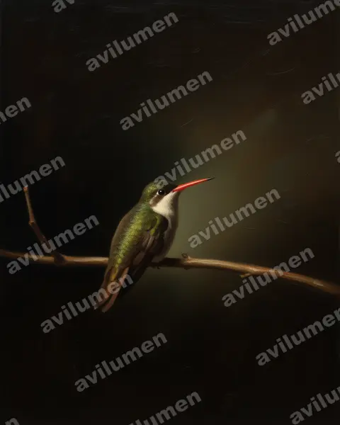 Ilustración en Óleo: Amazilia viridifrons (Ramosomyia viridifrons)