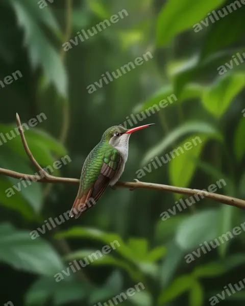 Ilustración en Realista: Amazilia viridifrons (Ramosomyia viridifrons)