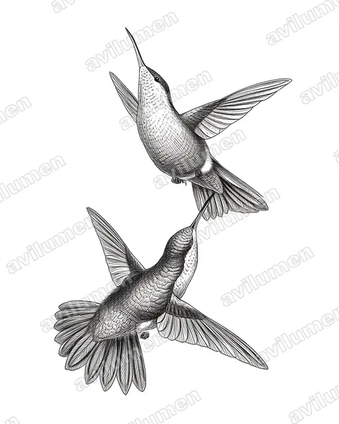 Ilustración en Tinta: Amazilia viridigaster (Saucerottia viridigaster)