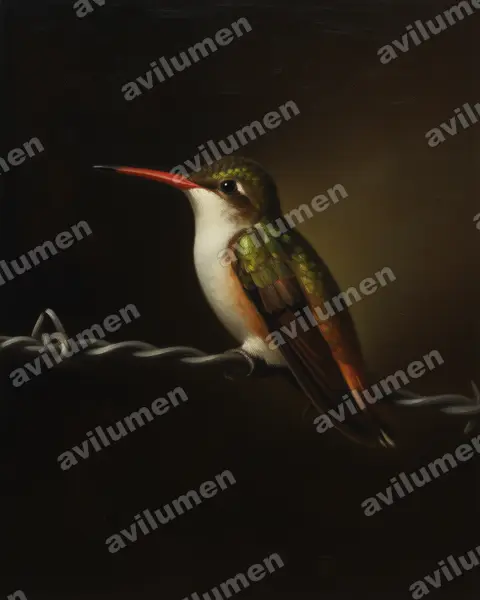 Oil illustration: Amazilia wagneri (Cinnamon-sided hummingbird)