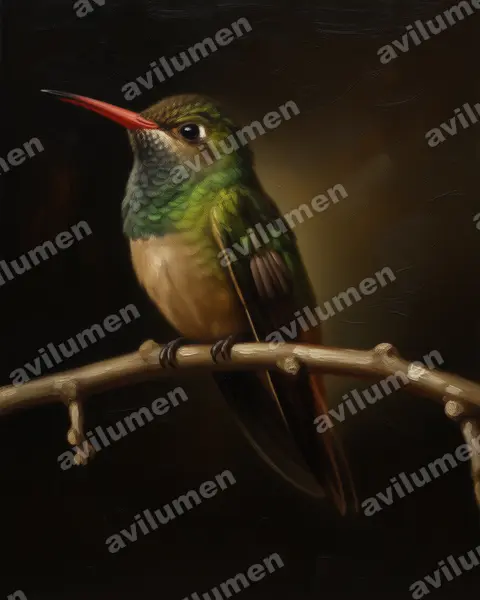 Illustration im Stil Öl: Fahlbauchamazilie (Amazilia yucatanensis)
