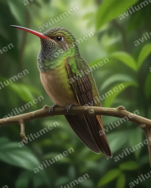 Illustration im Stil Realistisch: Fahlbauchamazilie (Amazilia yucatanensis)