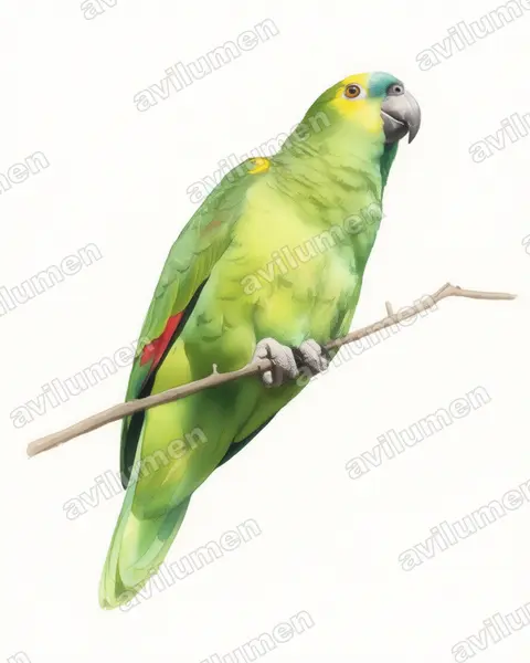 Illustration im Stil Aquarell: Blaustirnamazone (Amazona aestiva)