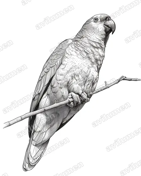 Illustration im Stil Tusche: Blaustirnamazone (Amazona aestiva)