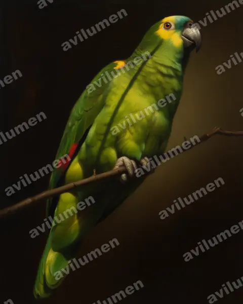 Illustration im Stil Öl: Blaustirnamazone (Amazona aestiva)
