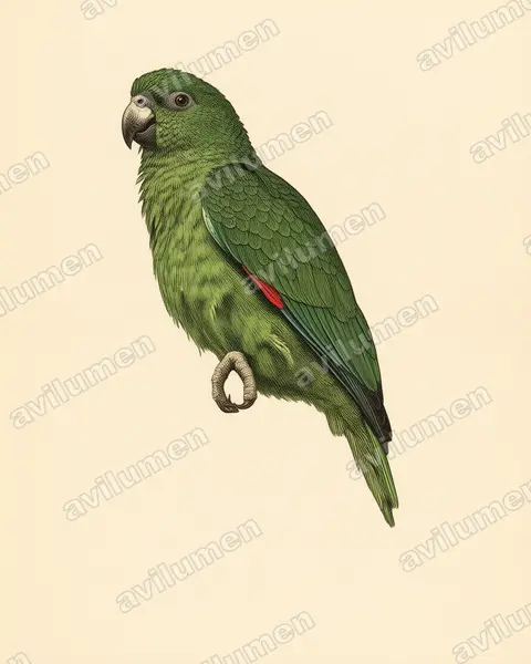 黑嘴亚马逊鹦鹉（Amazona agilis）的古典图版插画