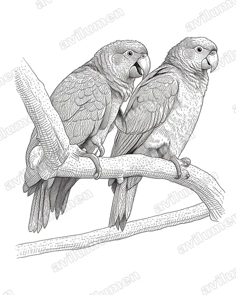 Ilustración en Tinta: Amazona arausiaca (Amazona gorgirroja​)