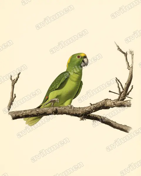 Vintage plate illustration: Amazona auropalliata (Yellow-naped Amazon)