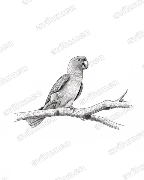 Ink illustration: Amazona auropalliata (Yellow-naped Amazon)