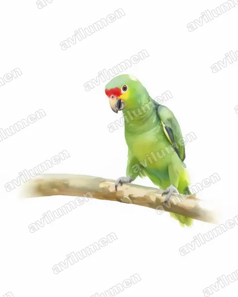 Illustration im Stil Aquarell: Gelbwangenamazone (Amazona autumnalis)