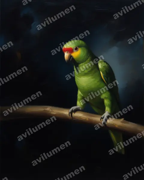 Illustration im Stil Öl: Gelbwangenamazone (Amazona autumnalis)