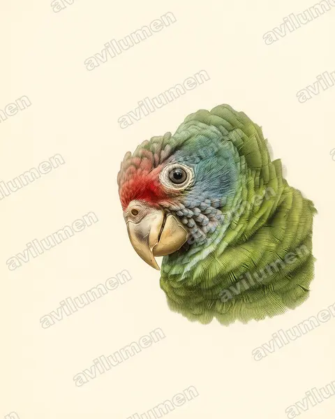 Illustration Planche ancienne : Amazona brasiliensis (Amazone à joues bleues)