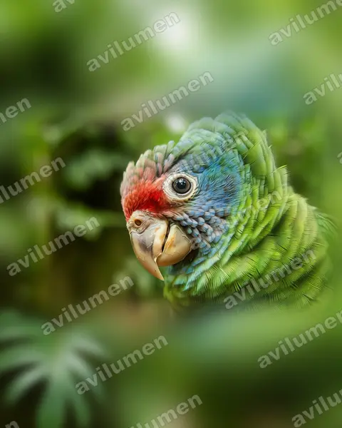 Illustration Réaliste : Amazona brasiliensis (Amazone à joues bleues)